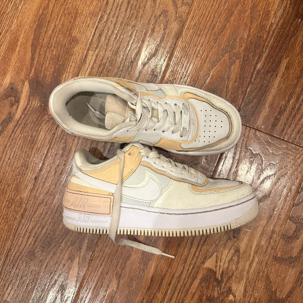 Cream and Tan Nike Shadow Sneakers